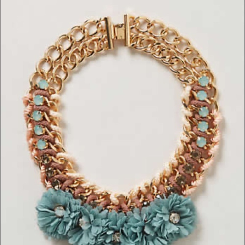Anthropologie bib flower and chain necklace